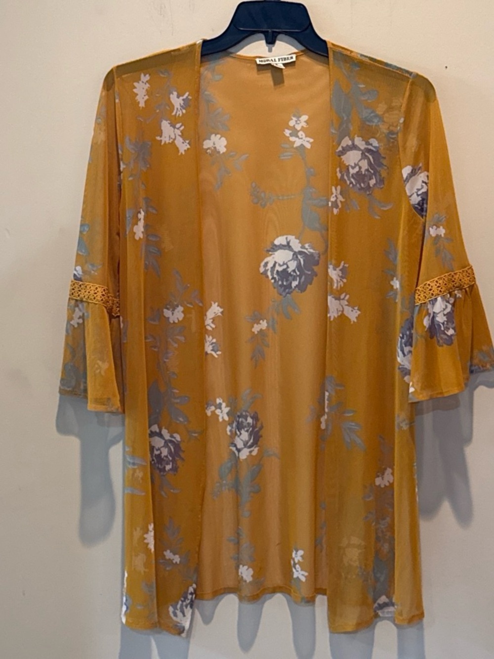 Moral Fiber Mustard Floral Mesh Kimono